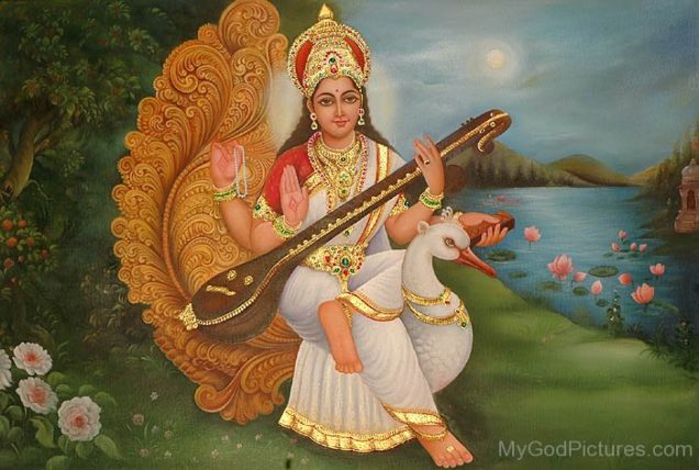 Goddess-Saraswati-Mount-On-Swan